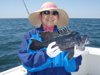 Jean with a 3 1/2 pound sea bass.