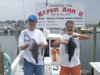 Gi and Dennis with 3.75 and 4.25 pound sea bass.